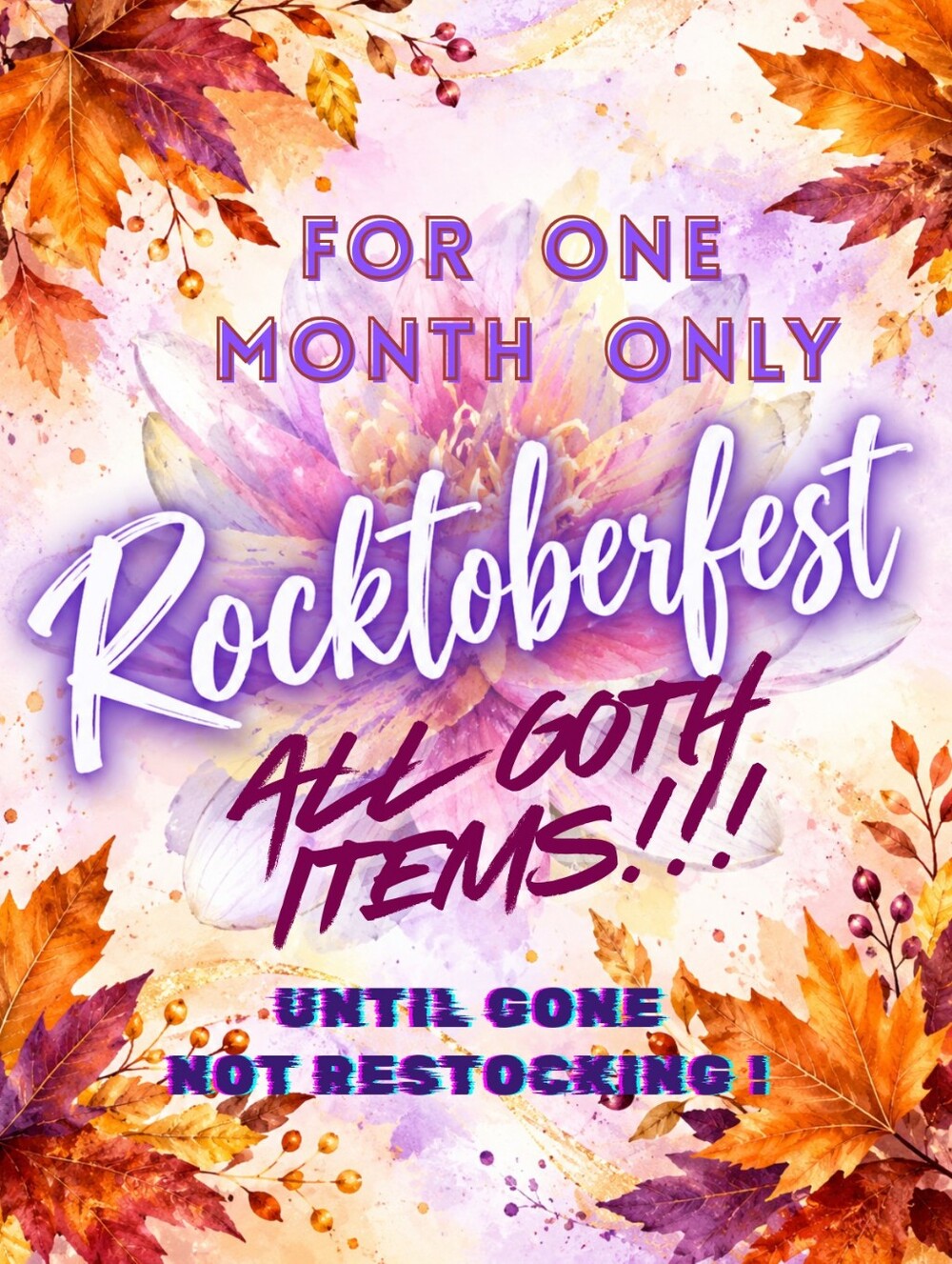 40% OFF ALL Goth And Halloween Items. Candles, Clothing, Bakeware, 9/21 - 10/21!